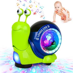 Electric Snail Toy, Toddler Luminous Snails Toy Cute Crawling Snail Toys with Music and Light Christmas Birthday Gifts for Boys Girls