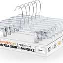 HOUSE DAY 50 Pack Skirt Hangers Pant Hangers with Clips, Clear Plastic Hangers for Pants, Skirts, Shorts, Versatile Use Clip Hanger, Retail Hanger