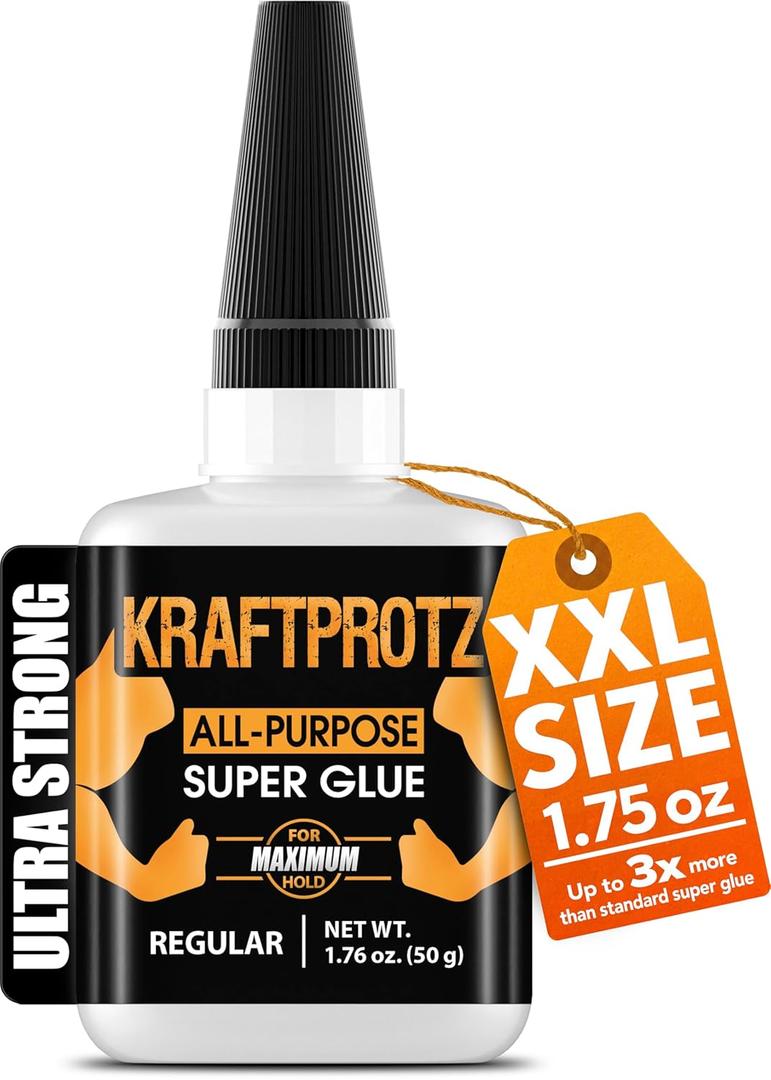 Super Glue XXL Value Size (1.76oz) All Purpose Liquid Adhesive for Plastic Bonds Wood, Metal, Rubber, Ceramic & Leather Industrial Strength Bonding