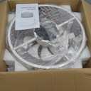 18 Inch Caged Ceiling Fan with Light, Low Profile Crystal Fandelier with Remote & App Control for Low Ceilings Flush Mount Installation Indoor, Bulb Included Antique White