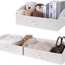 WUIKE 3 Pack Extra Large Closet Storage Bins with Handles, Fabric Trapezoid Storage Binsr for Organizing Clothes, Sheets, Blankets, White & Beige