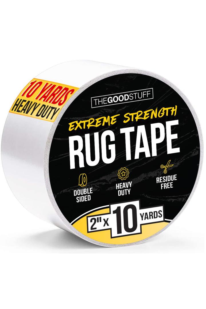 The Good Stuff Double Sided Rug Tape [2 Inch x 10 yd] Secure Area Rugs to Carpets, Laminate, and Hardwood Floors, Easy to Remove and Restick Without Residue or Damage to Rug or Floor