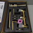 RBROHANT Gold Wall Mount Faucet with Pop up Drain Set for Sink Without Overflow, Brushed Gold Dual Handle Wall Mounted Bathroom Sink Faucet, Brass Rough-in Valve Included, RB0736D