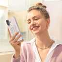 OAOA Magnetic Engraved Case Compatible with iPhone 16 Plus Case, Compatible with Magsafe, Camera All-Round Protection, Slim Liquid Silicone Phone Case for Women Girls, Stone Flower