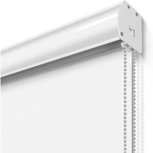 100% Blackout Roller Shades,Striped Jacquard Window Blinds with Cassette Valance,Thermal Insulated UV Protection Window Shades for Home Office. Easy to Install. White.12 W x 80" H (Blackout-white)