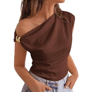 BTFBM Spring Tops for Women Trendy Sleeveless Ruched Going Out Top Solid Tank Blouses Basic T Shirts Fashion Clothing (L)