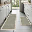Sage Green Vintage Boho Elegance Kitchen Rug Sets [2 PCs], Anti-Fatigue, Waterproof Non-Slip Kitchen Mats Heavy Duty Comfort Foam Rug for Kitchen, Floor, Laundry,17"x29"+17"x47"