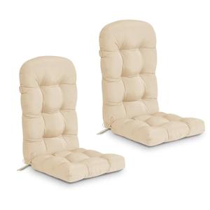 downluxe Water-Resistant Adirondack Chair Cushions, Indoor/Outdoor Chair Cushions Set of 2 with Adjustable Ties, Tufted High Back Patio Chair Cushions, 4.5" Thick Padding, Beige