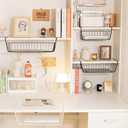 6 PACK Hanging Under Shelf Storage Basket Kitchen Cabinet Organizer Storage, Slides Under Wire Shelves for Counter Pantry Desk Bookshelf, Black