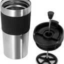 Portable coffee maker, french press, Insulated Mug with double Wall Stainless Steel, 16oz,. Tumbler, French press Mug, Portable coffee mug, Coffee maker, Coffee press