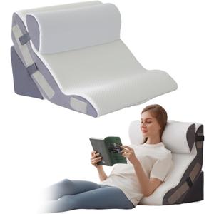 3PCS Wedge Pillow Set for After Surgery, Back Pillow for Bed Sitting up, 6-in-1 Foam Wedge Pillow for Acid Reflux & Back Pain Relief, Post Surgery Pillow for GERD & Snoring, White (3PCS, White)