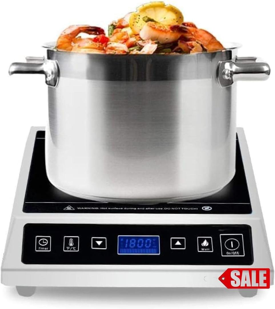 Commercial Induction Countertop Burner 3500W Professional Portable 240V Induction Cooktop 10 Power Levels with 12 Timer Settings 140-465F and LCD Screen Stainless Steel Electric Stove (BP2)