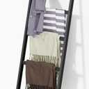 WTZ Bamboo Blanket Ladder, 5-Layer Towel Racks, Blanket Holder with Anti-Slip Construction Home Decor, Decorative Blanket, Quilt, Towel, Scarf Ladder Shelves for Livingroom, Bedroom, Bathroom, Black