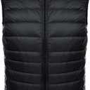Mens Puffer Vest Windproof Zipper Jackets Stand Collar Lightweight Sleeveless Casual Coats Warm Thick Outwear, L, Black