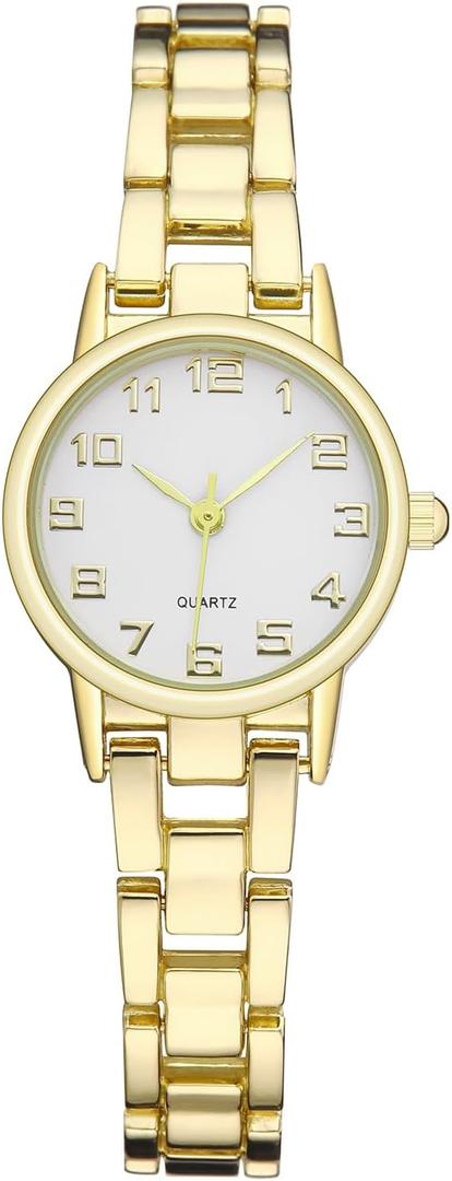 TWOPTION Womens Waterproof Wrist Watch,Women's Small Thin Analog Bracelet Quartz Watch Dainty Christmas Gifts (Gold)