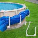 Solar Cover Holder for Above Ground Pool, 4 Pack Adjustable Pool Cover Hooks to Keep Solar Blanket Off Ground, No Drill, No Rust, Strong & Stable, Fits 1.2"7.3" Top Rail, White