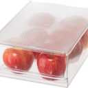 Oggi Clear Stackable Storage Bin with Lid - Ideal for Kitchen, Pantry, Cabinet, Bathroom, Bedroom, Kids, Refrigerator, Freezer. With Handles - Organize Jars, Packets, Snacks, Pasta - 12x8x4