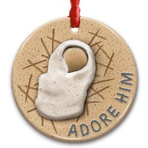 5 x Adore Him Nativity Scene Christmas Ornament 2025 - Baby Jesus Christian Ornament, Religious Christmas Tree Decoration for Believers - Faith-Based Gift Celebrating The Birth of Jesus