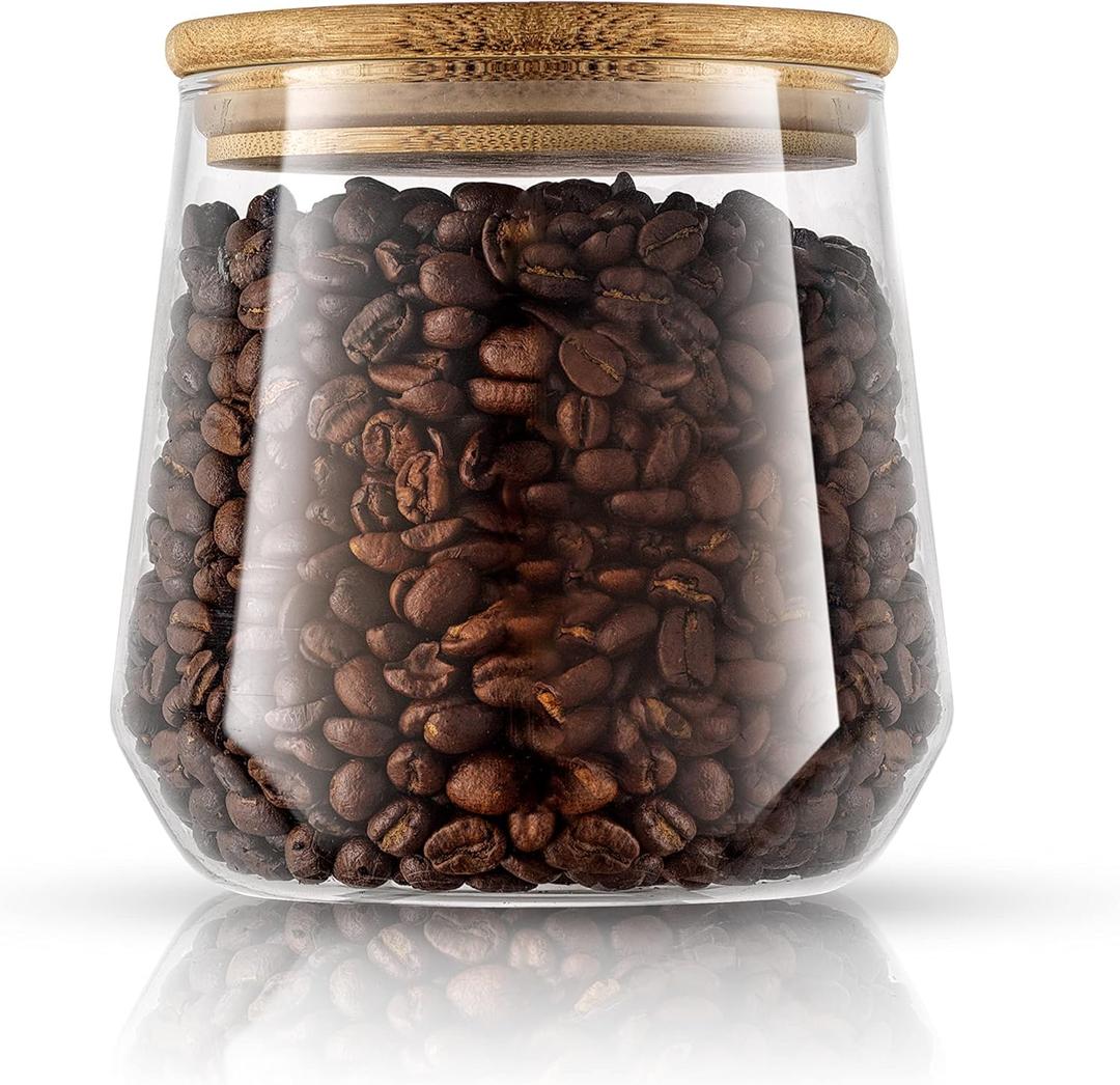 JoyJolt Cookie Jar. 1 Large Glass Jars With Bamboo Lids Set. For Kitchen Counter, Rice Jar, Candy Jar, Flour and Sugar Containers Canisters, 31-OZ Big Glass Jar with Lid, Airtight Glass Storage