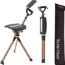 STEP2GOLD Ta-Da Chair Series 2 PRO MAX - Walking Cane with Seat, Sturdy Foldable Stool Supports 400 lb, Lightweight Aluminum Walking Stick with Chair, Anti-Slip, Ideal for Hiking & Outdoors (Black)