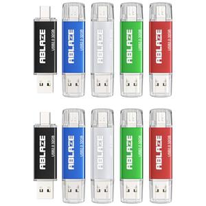 ABLAZE 32GB Type C Flash Drive 10 Pack, Dual USB 2.0+USB C Memory Stick Thumb Drive Compatible with iPhone 16/ 15, Android Smartphone, Computers, Tablets, Mac, iPad, PC