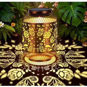 Vaukki Solar Lantern Outdoor Waterproof, Butterfly Garden Decor Birthday Gifts for Women Friendship Mom Grandma Sister, Metal Hanging Solar Lights for Outside, Patio, Yard, Backyard, Porch, Pathway