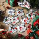 Soulchen 12 Pcs Christmas Snowman Ornaments for Tree Rustic Wooden Xmas Snowman Tree Ornaments Merry Christmas Joy Novel Snowflake Xmas Hanging Decorations for Winter Holiday Craft Party Supplies