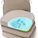 SUNROX Gel Memory Foam Chair Cushions, FadeShield Water-, Stain-Resistant Durable Reversible Seat Cushion Pads with Ties for Indoor/Outdoor Kitchen Dining Office, 19"x19", Set of 4, Husk Birch