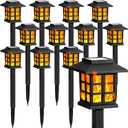 GIGALUMI Solar Lights for Outside,12 Pack Flickering Flame LED Solar Outdoor Lights, Waterproof Solar Garden Lights Maintain 10 Hours of Lighting for Christmas, Garden, Landscape, Path, Yard, Patio