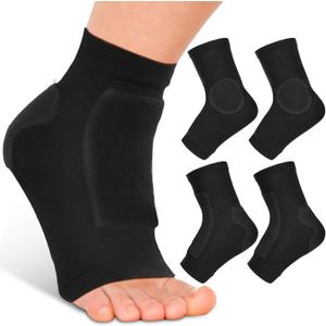 Nuanchu 2 Pairs Padded Skate Socks Ice Skating Protection Socks Lace Bite Gel Pads Ankle Malleolar Sleeves Protection Guards for Front Foot Shin Achilles Tendon Heel (Black,Ankle and Lace Bite)