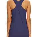 Mippo Workout Tank Tops for Women Yoga Tennis Shirts Athletic Tops Running Clothes High Neck Racerback Tanks Navy Blue XL