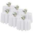 Fitable 6 Pack White Round Tablecloths - 120 Inches in Diameter - Stain Resistant and Washable Table Clothes, Polyester Fabric Table Covers for Wedding, Party, Banquet, Formal Events