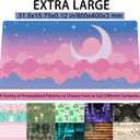 Cute Clouds Desk Mat Kawaii Desk Pad Gaming Mouse Pad Large Blue Sky Deskmat XXL Mousepad, Pink Purple Keyboard Mouse Mat Computer Mat for Desk, Kawaii Desk Decor for Women Girls 31.5X15.75 in (Q-painted Moon)