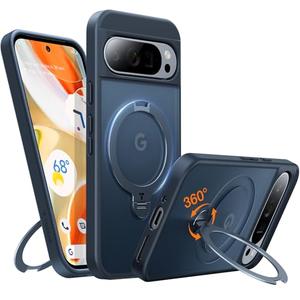 TORRAS 360 Spin Magnetic Stand for Google Pixel 9 Pro XL case, 12FT Mil-Grade Drop Protection, Compatible with Magsafe, Slim Google Pixel 9 Pro XL Phone Case with Kickstand, Black