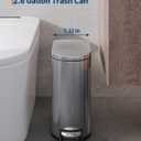 Garvee 13 gal (50 L) and 2.6 gal (10 L) Stainless Steel Trash Can Combo Set, Rustproof Garbage Can with Lid for Kitchen and Bathroom, Step-on Trash Bin with Inner Bucket, Rear Handle, Silver