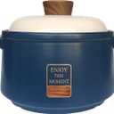 Clay Cooking Pot with Lid featuring long-lasting heat retention, suitable for family members to cook and prepare soups4.7-Quart (Blue)