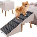 Dog Ramp for Bed & Couch, 21.06 inches High Dog Stairs for Large/Medium/Small Doggie, Foldable 2 in 1 Wooden Pet Steps for Puppy Older and Injured Dogs, Split Ottoman Design, No-Slip Surface (Apricot)