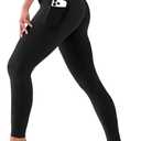 Bluemaple High Waisted Leggings for Women - Tummy Control Pants Non See Through Workout Soft Yoga Pants for Running Plus Size (Large-X-Large, 04-pockets Black)