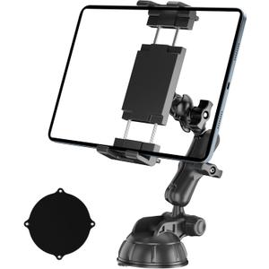 PLDHPRO Tablet Car Mount for Dashboard & Windshield, Heavy Duty iPad Holder for Truck, 360 Adjustable Suction Cup Stand Fits 5.115.6 Tablets & Phones, Stable for GPS & Road Trips