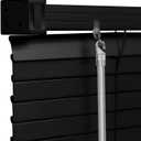 100% Privacy 1" Vinyl Cordless Mini Blinds for Indoor Windows,LShaped Blades Horizontal Room Darkening & Light Filtering shutters for Home 31.5" WX48 H Black