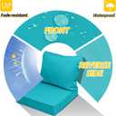 AAAAAcessories Outdoor Deep Seat Cushions, Waterproof, Fade-Resistant Patio Furniture Replacement Cushions, Set of 4, 24" x 24" x 5",Turquoise Blue