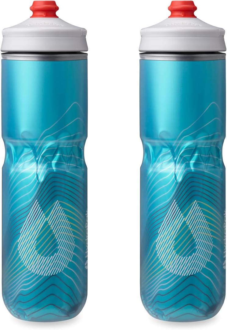 HydraPak | Polar Bottle - Polar Surge Insulated Bike Water Bottle 2-Pack - High Flow, Cycling & Sports Squeeze Bottle (Ascent Blue, 700ml / 24oz)