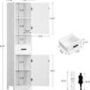 TEENFON 67" H Bathroom Storage Cabinet with Barn Doors & Adjustable Shelves, Bathroom Cabinet with Drawer, Narrow Bathroom Storage Unit, Floor Cabinets for Living Room, Kitchen, White, 11.8"D x 15.8"W x 67"H