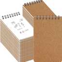 Kisston 120 Pcs Top Bound Memo Books Bulk Memo Notebooks 25 Sheets/pad Mini Memorandum Small Wirebound Spiral Notepad Paper Pocket Notebook for Home Office (3 x 5 Inch, Kraft Color)