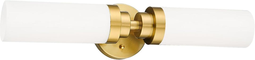 Emak Modern 22 Inch Bathroom Light Fixtures Over Mirror, Brushed Gold Vanity Light Bar with Milk Glass Shade, 2-Light Bathroom Wall Sconce, VL085-BGD-ML-2