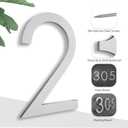 8 Inch Floating House Numbers, Address Numbers for Outside, Metal Silver Large Modern House Numbers, Door Numbers for Mount Aluminum Silver Number 2