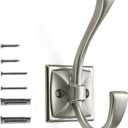 khtumeware Wall Hooks,2 Pack Coat Hooks Hardware Towel Hooks for Hanging Coats Matte Brushed Nickel Robe Hooks Wall Mounted with Screws for Key, Towel, Bags, Cup. (4.35inch)