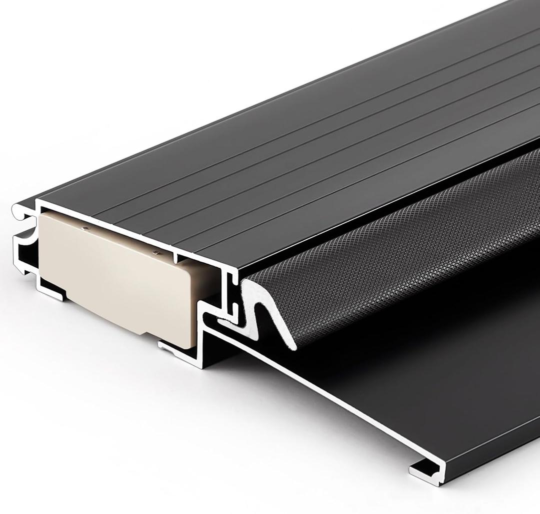 Blulu 36" Aluminum Exterior Door Threshold 4 9/16" Outdoor Swing Threshold Heavy Duty Adjustable Aluminum Door Sill Pan for Weatherproof & Easy Install for Residential/Commercial Use, Black (1 Pcs)