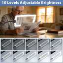Magnifying Glass w/Light for Seniors Elderly Reading Full Page Diamond Painting, Large Rectangular Lighted Magnifier w/Dimmable LED Desktop Lamp, Hands Free Magnifier for Crafts Arts Sewing Close Work