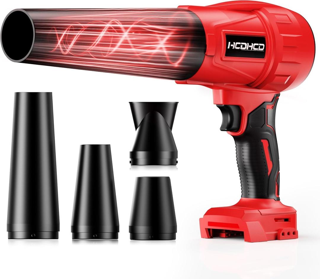 Cordless Leaf Blower Milwaukee M18 18V Battery,580000RPM Turbo Jet Blower with 4 Nozzles, Lightweight Handheld Blower for Patio, Lawn, Yard, Leaves, Dust, Garage & Snow Cleaning (No Battery) (Reddish-brown)